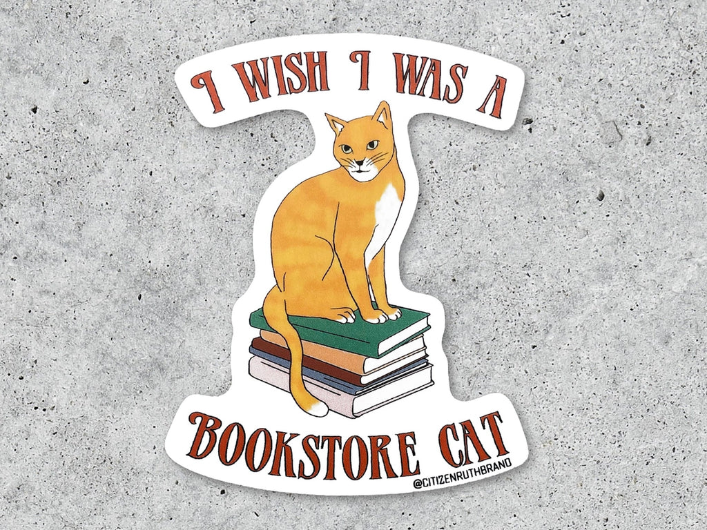 Bookstore Cat Vinyl Sticker