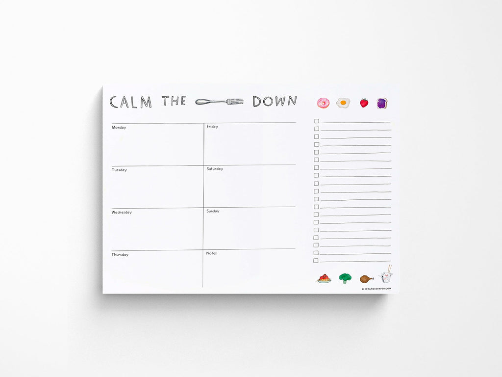 Calm the Fork Down Weekly Meal Planner Notepad