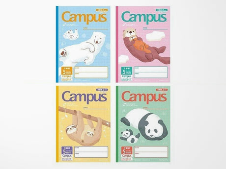 Campus B5 Grid Notebook Animal Patterns - 4 Pack