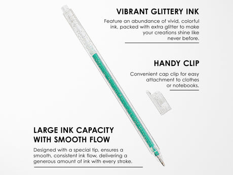 Capped Iridescent Glitter Gel Ink Pen Set of 18