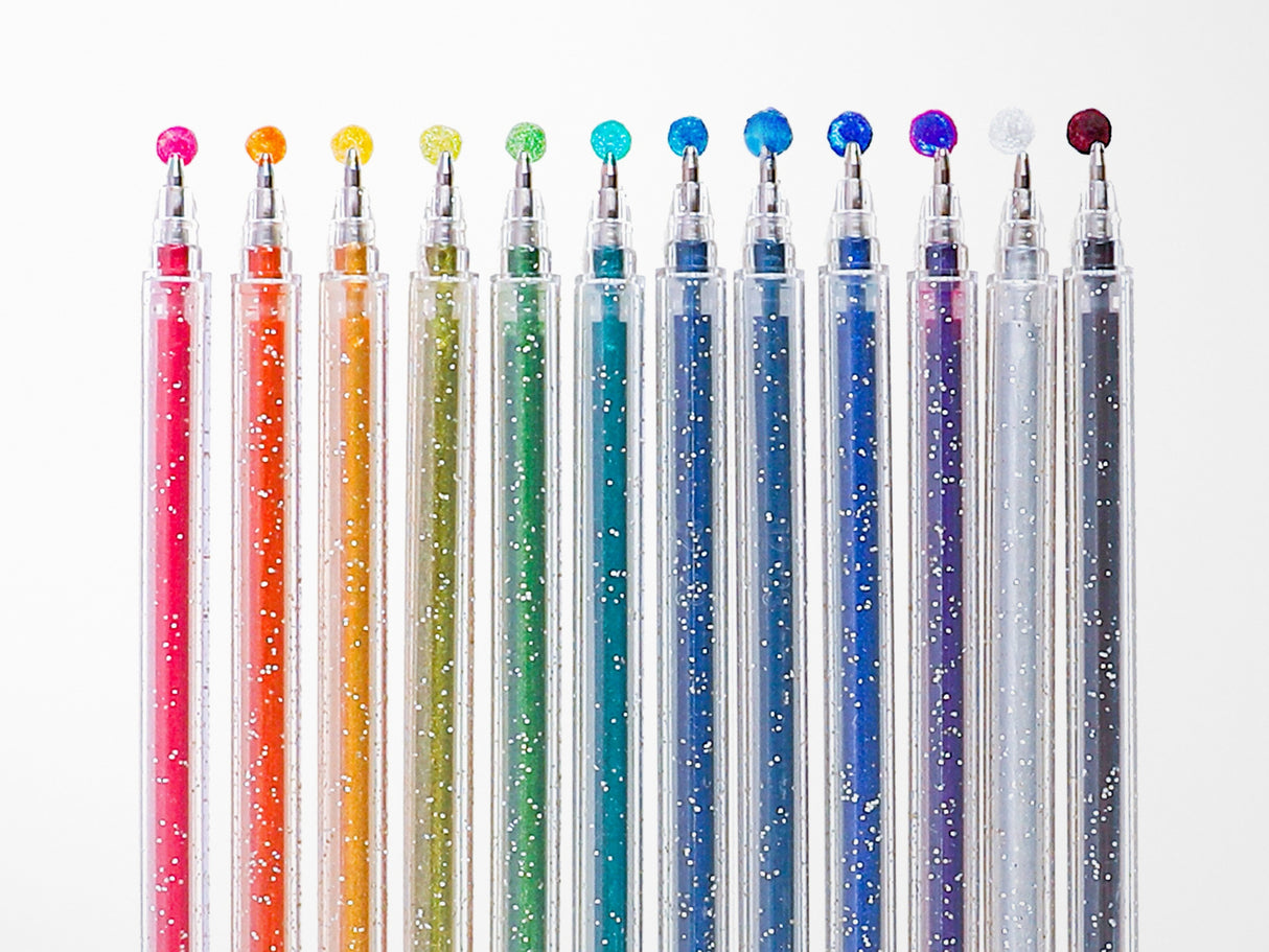 Capped Iridescent Glitter Gel Ink Pen Set of 18