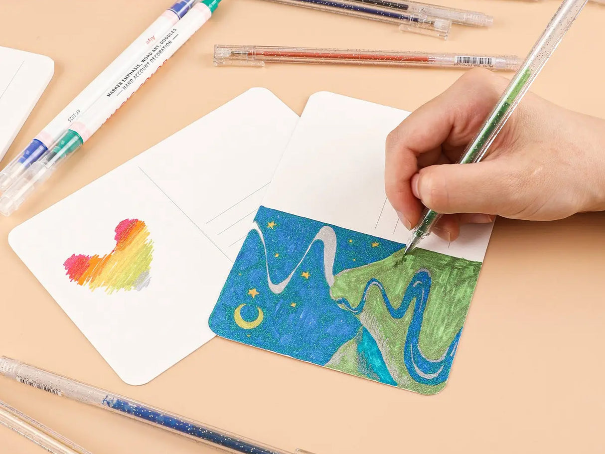 Capped Iridescent Glitter Gel Ink Pen Set of 18