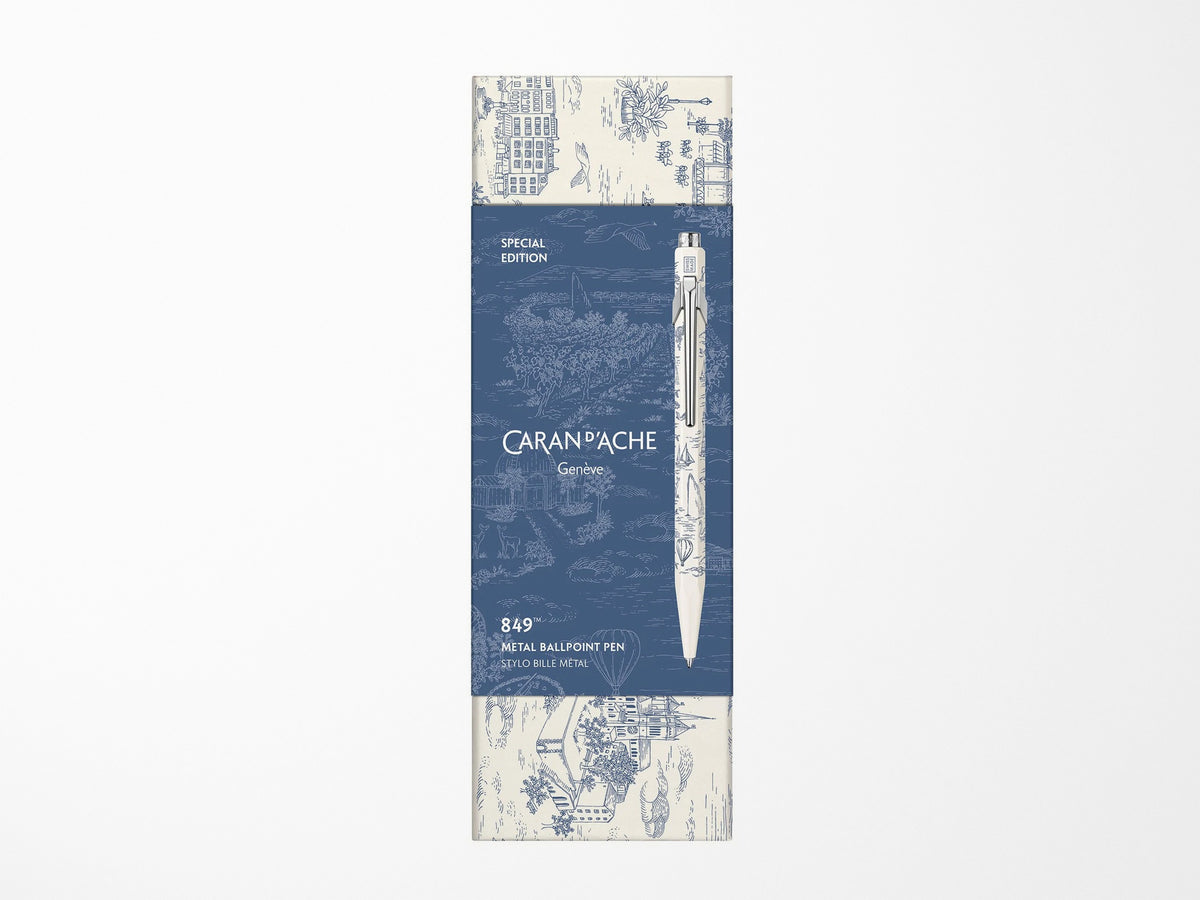 Caran D'Ache 849 Ballpoint Pen Toile De Jouy - Blue & White