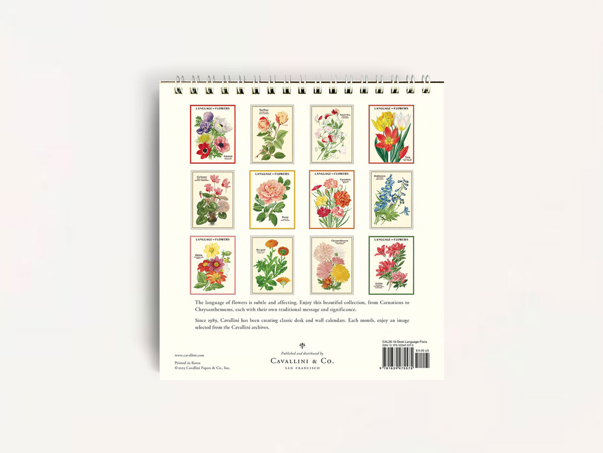 Cavallini 2026 DESK Calendar - Language of Flowers