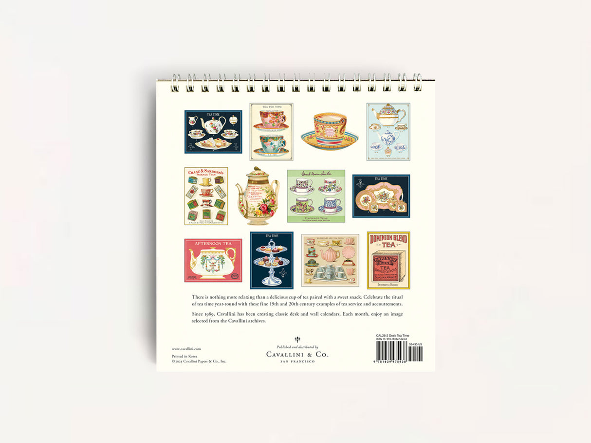 Cavallini 2026 DESK Calendar - Tea Time