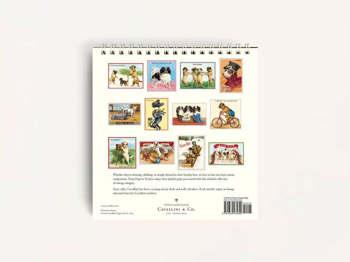 Cavallini 2026 DESK Calendar - Vintage Dogs