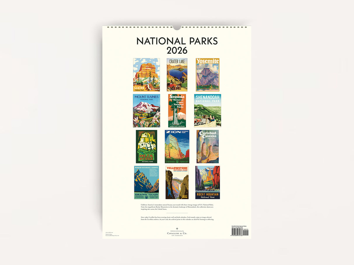 Cavallini 2026 WALL Calendar - National Parks