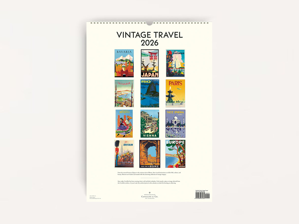 Cavallini 2026 WALL Calendar - Vintage Travel