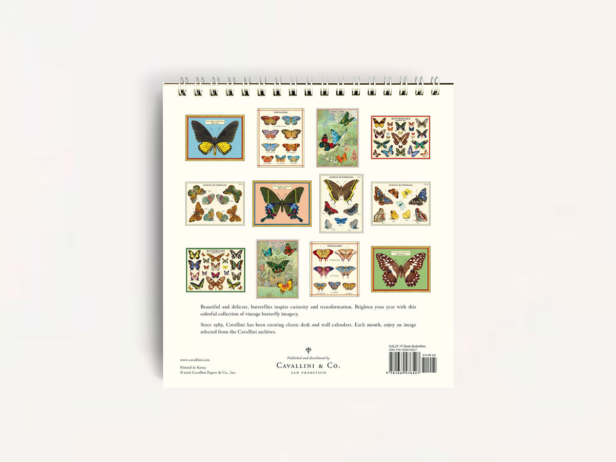 Cavallini 2027 DESK Calendar - Butterflies