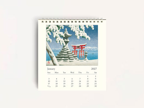 Cavallini 2027 DESK Calendar - Japanese Woodblocks