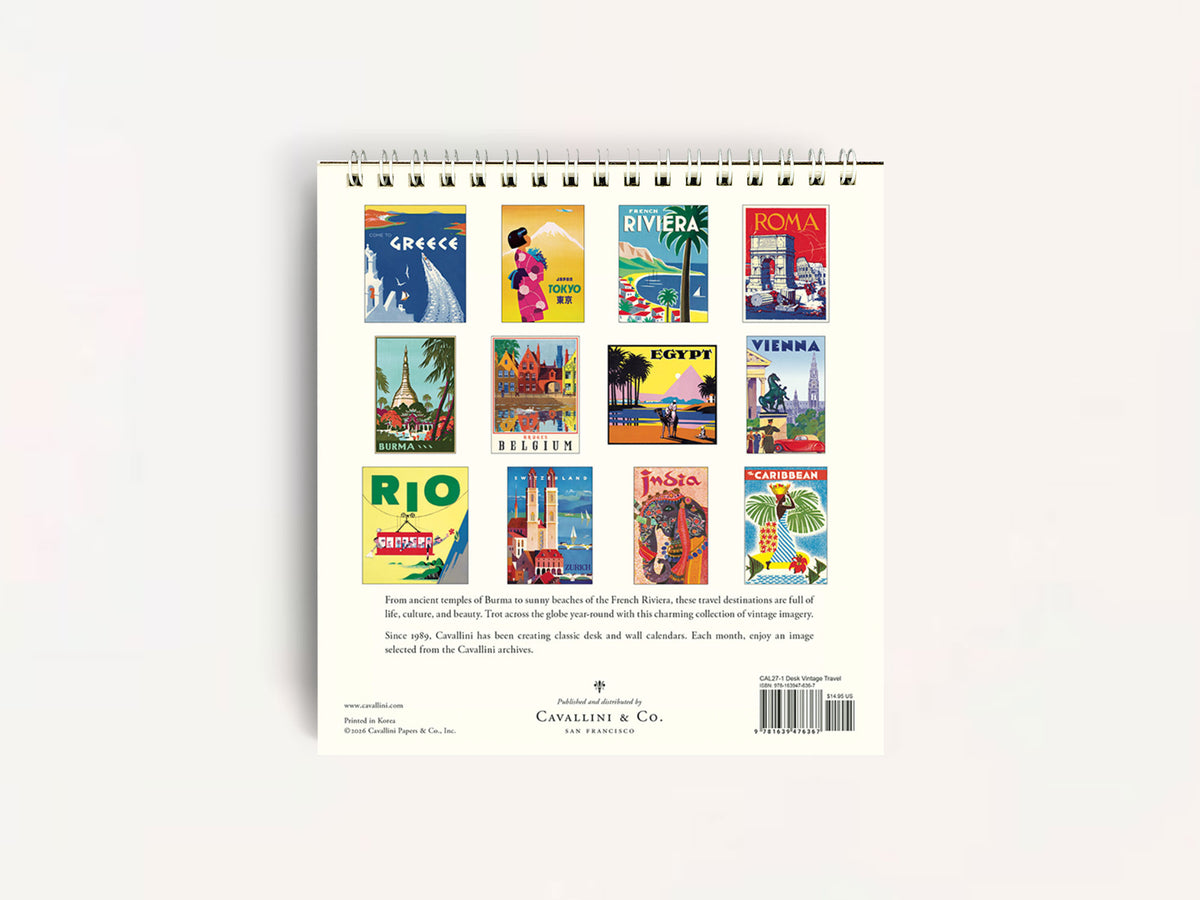 Cavallini 2027 DESK Calendar - Vintage Travel