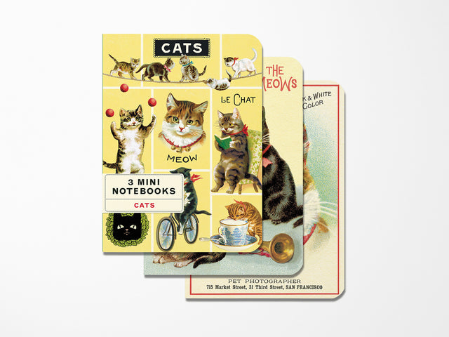 Cavallini Mini Vintage Notebooks Set of 3 - Cats