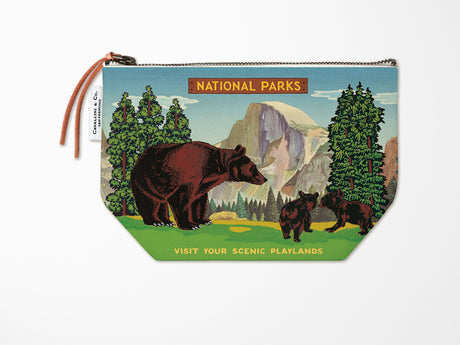 Cavallini Vintage Zipper Pouch - National Parks Bear