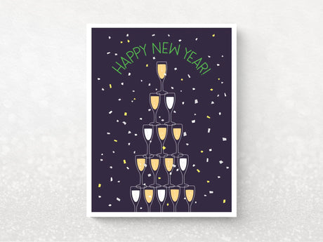 Champagne Tower Holiday Greeting Cards, Box of 8