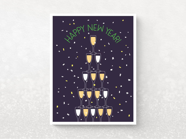 Champagne Tower Holiday Greeting Cards, Box of 8