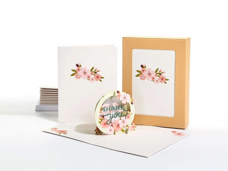 Cherry Blossom Thank You Pop Up Cards Set of 12