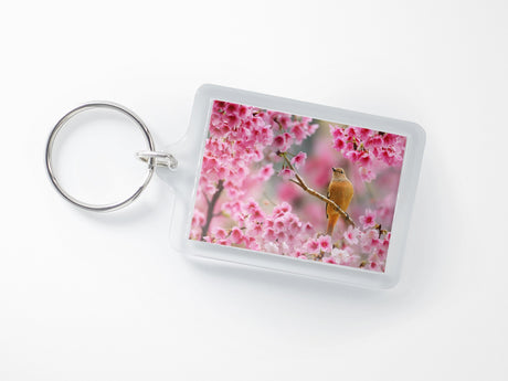 Cherry Blossoms and Songbird Keyring