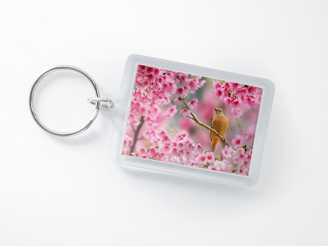 Cherry Blossoms and Songbird Keyring