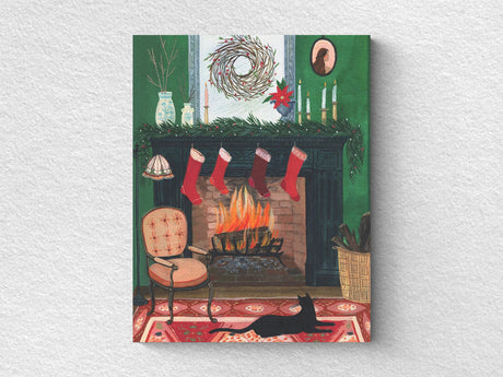 Christmas By The Fireplace Holiday Greeting Cards, Box of 8