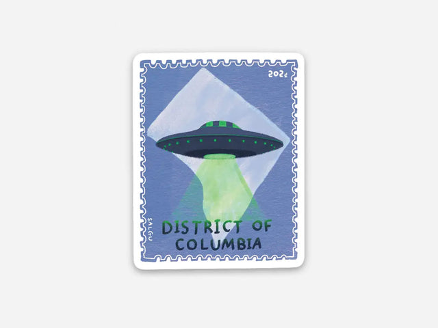 DC UFO Stamp Sized Vinyl Sticker