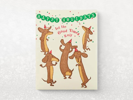 Dogs Let the Good Times Roll Holiday Greeting Card, Set of 6