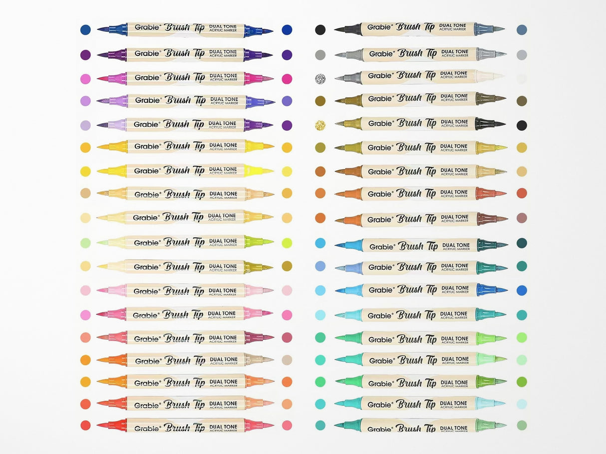 Dual Tone Brush Tip Acrylic Paint Marker Set of 36