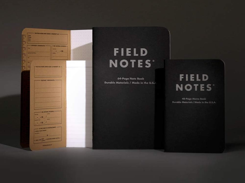 FIeld Notes Pitch Black Memo Book Set of 3