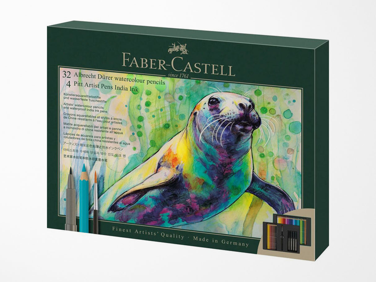 Faber-Castell Albrecht Durer Watercolor Pencils Gift Set - 32 Pencils and 4 Pitt Artists Pen