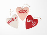 Felted XOXO Valentine Ornament Set