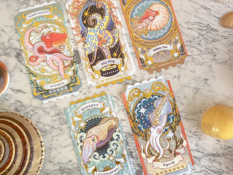 Gold Foil Cephalopod Ticket Washi Tape