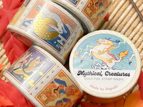 Gold Mythical Creatures Stamp Washi Tape