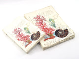 Handmade Parchment Paper Notebook - Coral & Shell