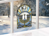 Happy Hanukkah Menorah Suncatcher Greeting Card