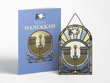 Happy Hanukkah Menorah Suncatcher Greeting Card