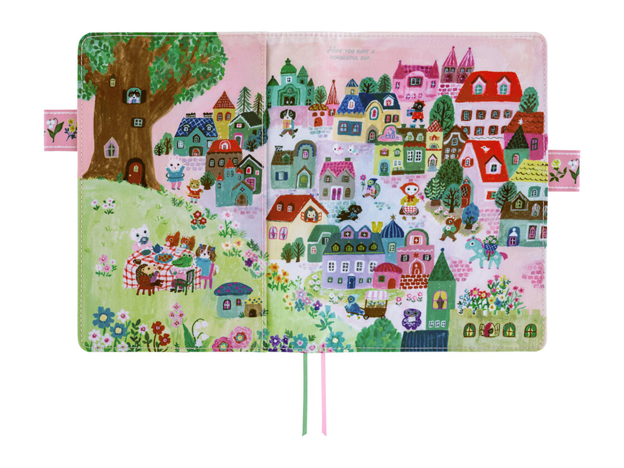 Hobonichi Techo A5 Cousin Cover - Yumi Kitagishi: White Cat Village
