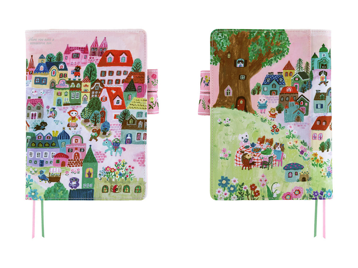 Hobonichi Techo A5 Cousin Cover - Yumi Kitagishi: White Cat Village