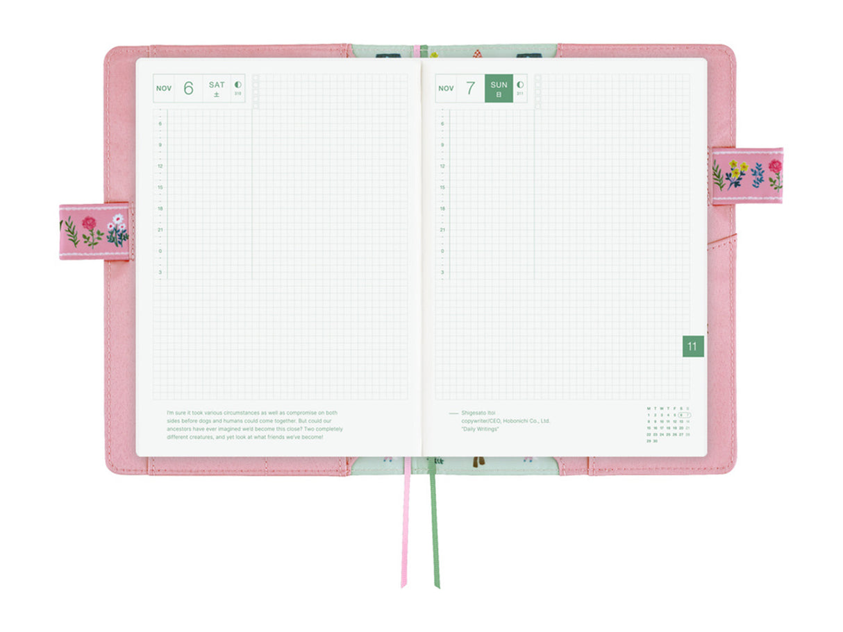 Hobonichi Techo A5 Cousin Cover - Yumi Kitagishi: White Cat Village