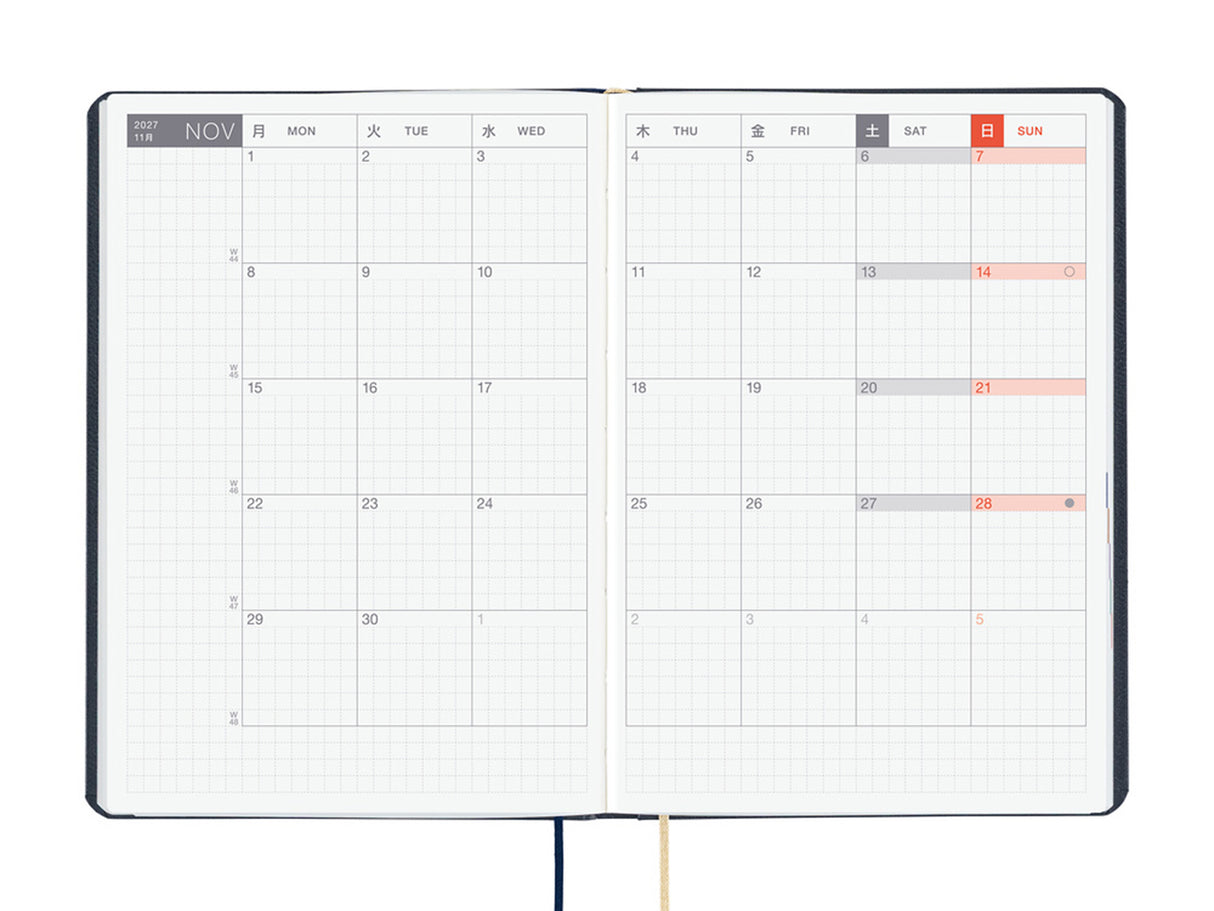 Hobonichi Techo A6 Hon 2027 - Slash (Navy)