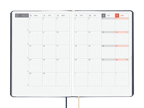 Hobonichi Techo A6 Hon 2027 - Slash (Navy)