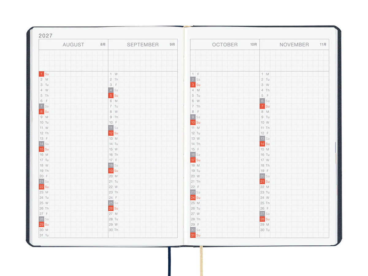 Hobonichi Techo A6 Hon 2027 - Slash Navy (JAPANESE)