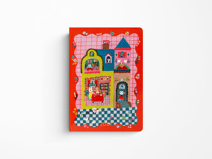 Hobonichi Techo A6 Hon 2027 - Yumi Kitagishi: White Cat and Rabbit's Tea Room