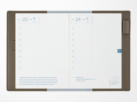 Hobonichi Techo A6 Original Cover + Book - Taut Leather Gray & Light Blue