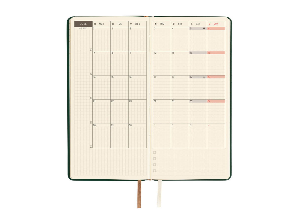 Hobonichi Techo Weeks 2027 - Leather: Forest Green