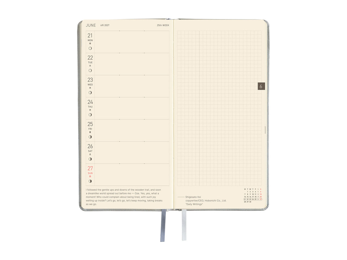 Hobonichi Techo Weeks 2027 - Leather: Noble Silver