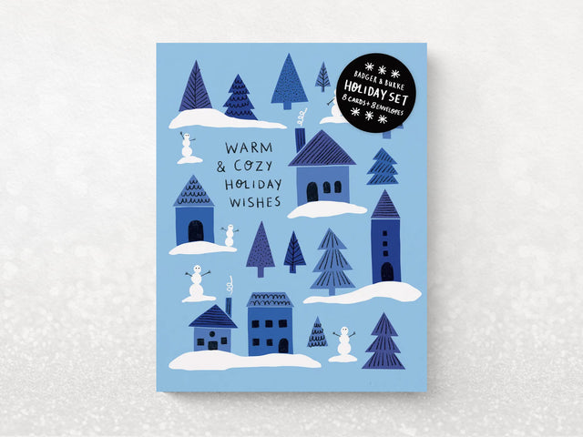 Holiday Village Greeting Cards - Set of 8