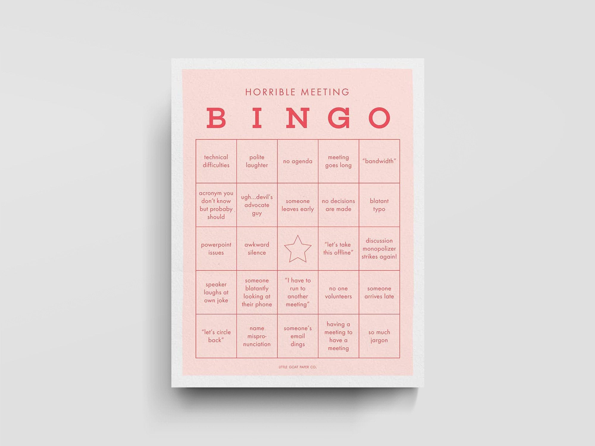 Horrible Meeting Bingo Game – Jenni Bick Custom Journals
