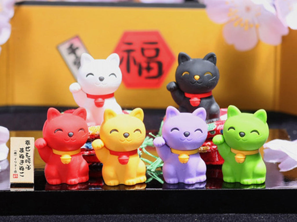 Iwako Novelty Single Puzzle Erasers - Maneki Neko Lucky Cats Assorted Colors