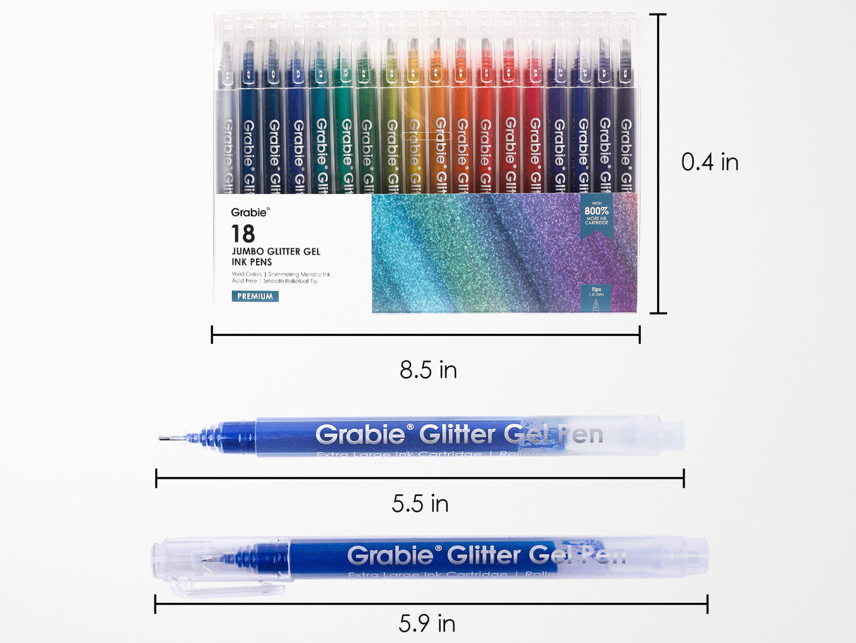Jumbo Iridescent Glitter Gel Ink Pen Set of 18