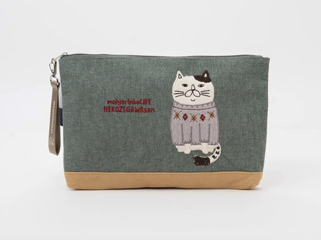 Kusuguru Fat Cat Embroidered Flat Pouch Bag Set