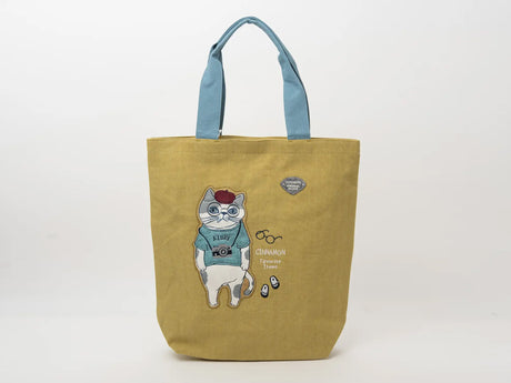 Kusuguru Japan Cat & French Bulldog Embroidered Tote Bag